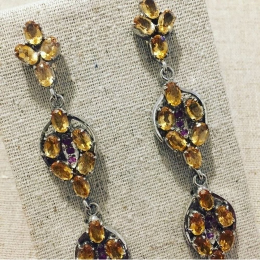 Citrine & Ruby Chandeliers in Sterling Sil… - Picture 5 of 10